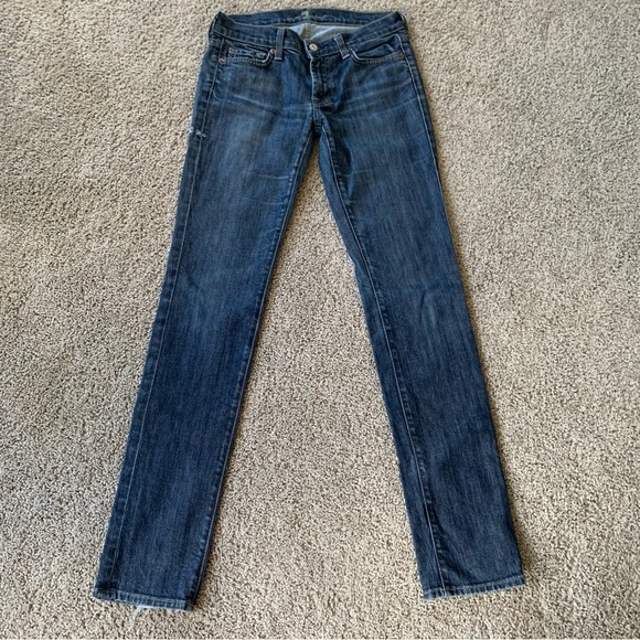 7 For All Mankind Roxanne Slim Straight Jeans Size 27 - Picture 2 of 9